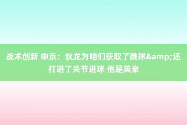 战术创新 申京：狄龙为咱们获取了跳球&还打进了关节进球 他是英豪