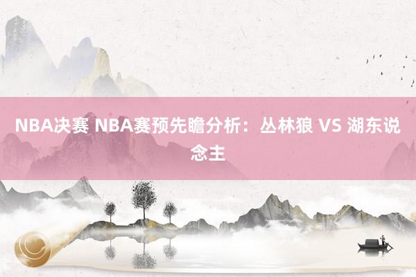 NBA决赛 NBA赛预先瞻分析：丛林狼 VS 湖东说念主