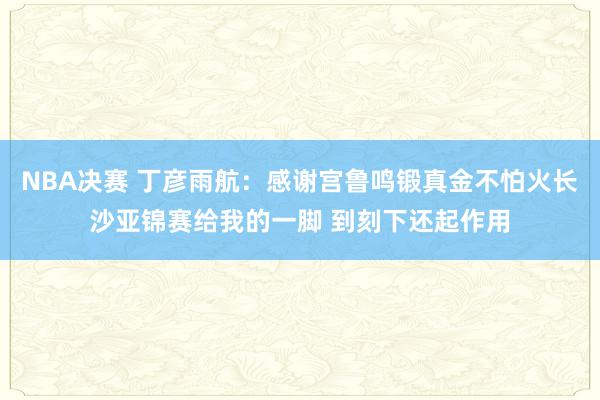 NBA决赛 丁彦雨航：感谢宫鲁鸣锻真金不怕火长沙亚锦赛给我的一脚 到刻下还起作用