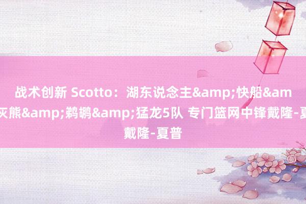 战术创新 Scotto：湖东说念主&快船&灰熊&鹈鹕&猛龙5队 专门篮网中锋戴隆-夏普